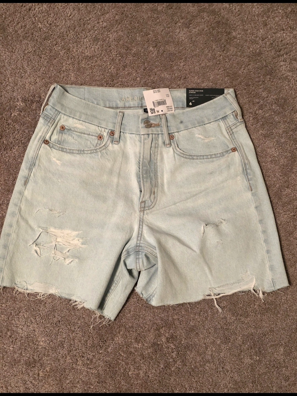 American Eagle Outfitters Light Wash Distressed Denim Shorts